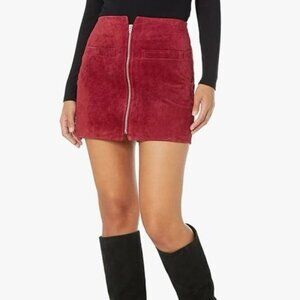 BLANKNYC Fire Away Burgundy Red Suede Skirt